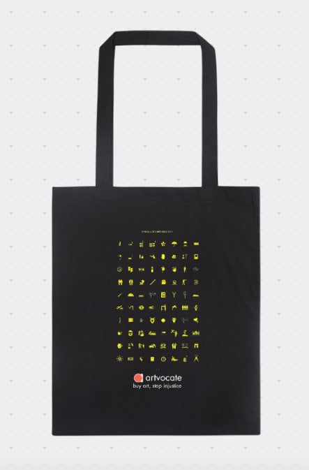 Black cotton tote bag - Symbols of Hong Kong 2019